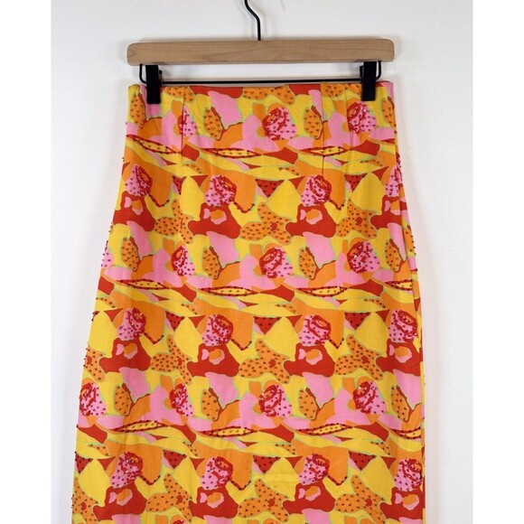 Show Me Your MuMu Womens Skirt Yellow Rumba Maxi Havana Beaded Sequins Small - Picture 9 of 11